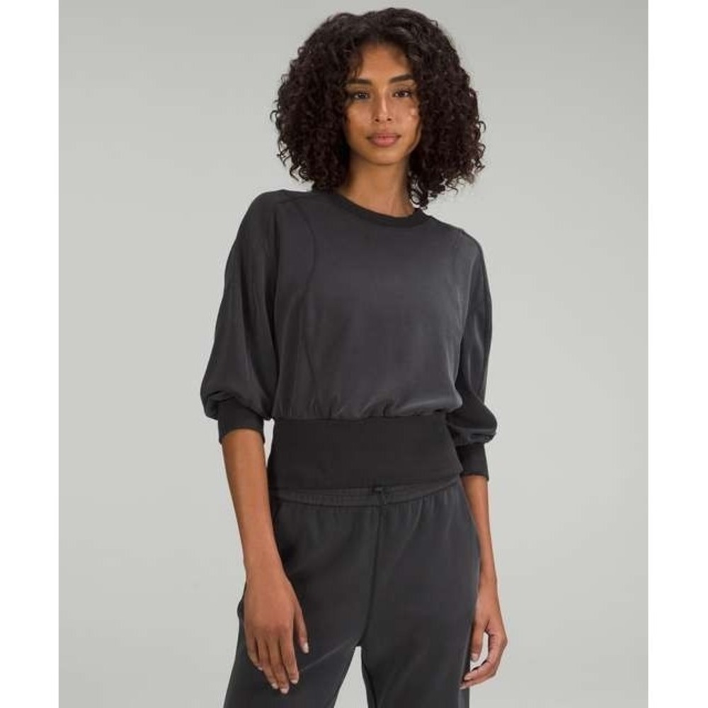 Lululemon Softstreme Ribbed Hem Pullover in‎ Black Women's Sz 10